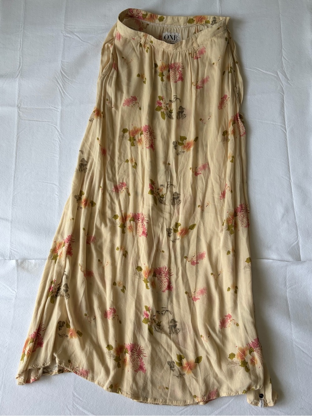 One Teaspoon Feather Rose Sheer Floral Maxi Boho Skirt XS Cream